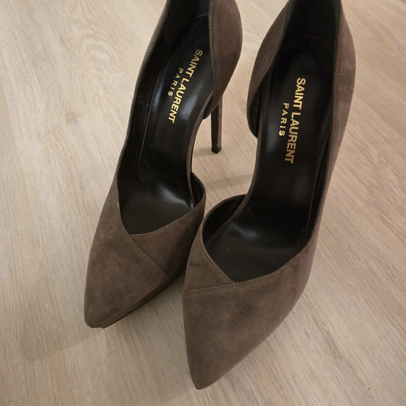 Yves Saint Laurent Paris Suede Brown Woman's Heels - Picture 2 of 8